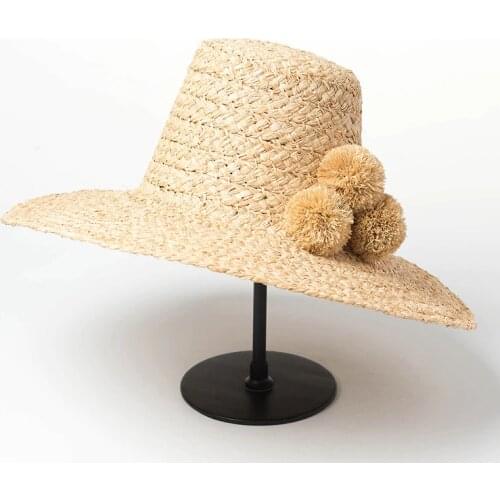 01811-HH7246 summer natural handmade RIFFIA high top HOLIDAY leisure beach lady fedoras cap women hat