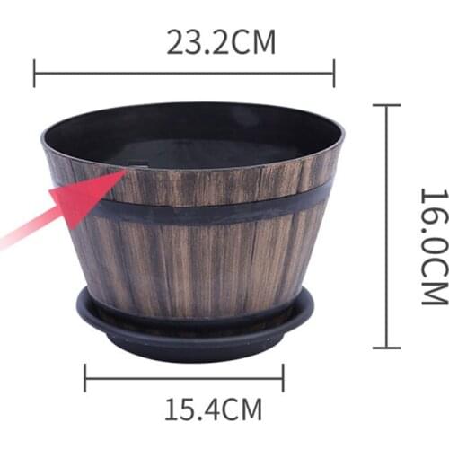 Resin Whiskey Barrel Flower Pot Round Planter Indoor Outdoor Garden Yard Patio ALI88