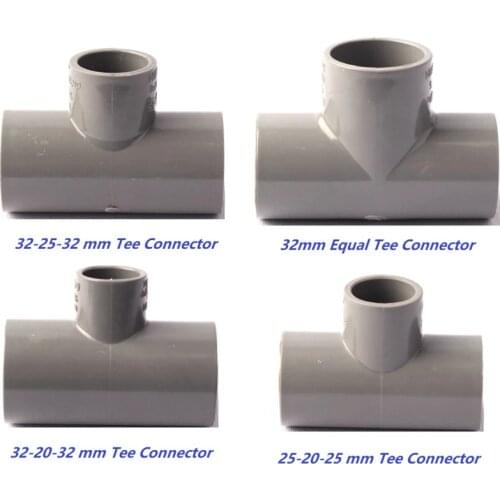 20/25/32 mm 4 Types PVC Equal/Reducing Tee Connectors Garden Water Pipe Connector Thicken Durable Irrigation Tube Tee Fittings