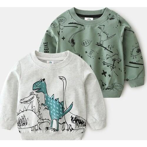 Boys Toddler Hoodie Cartoon Dinosaur Print Long Sleeve Sweatshirts for Boys Kids Clothing Cotton Casual Child Clothes 2-8 Years