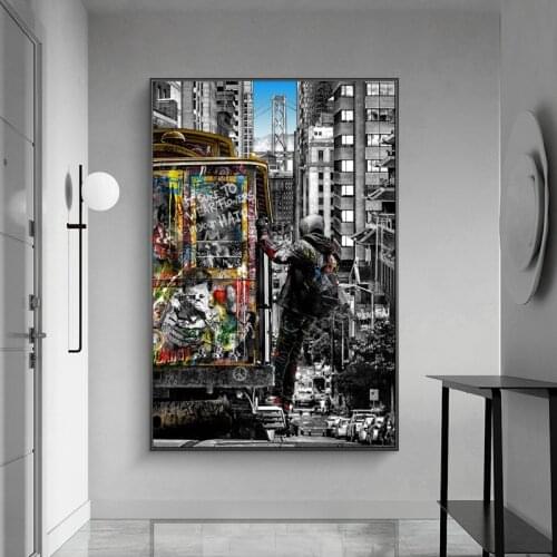 Street Landscape of London City Canvas Paintings Graffiti Pop Art Posters and Prints Wall Art Picture for Living Room Home Decor