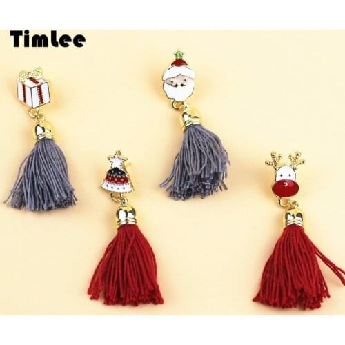 X218 Contracted For Christmas Santa Claus Reindeer Tassel Lovely Female Brooch Pins Gift Fashion Jewelry Wholesale