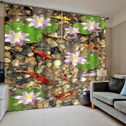 Blackout curtain High quality custom 3d curtain fabric stone louts curtains fish curtain