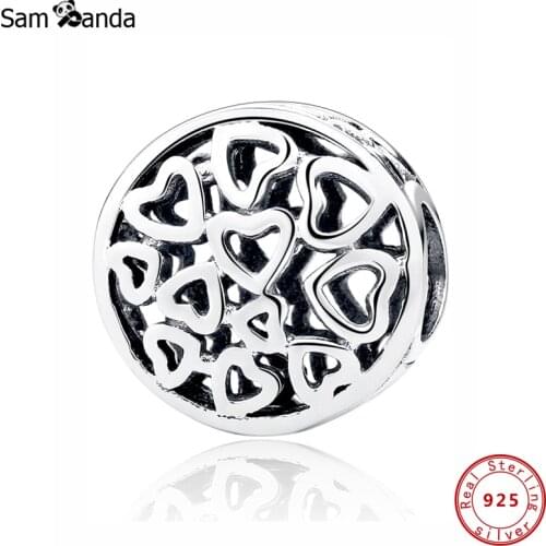Original 100% 925 Sterling Silver Charm Bead Loving Sentiments Charms Openwork Hearts Fit Bracelets Women Diy Jewelry