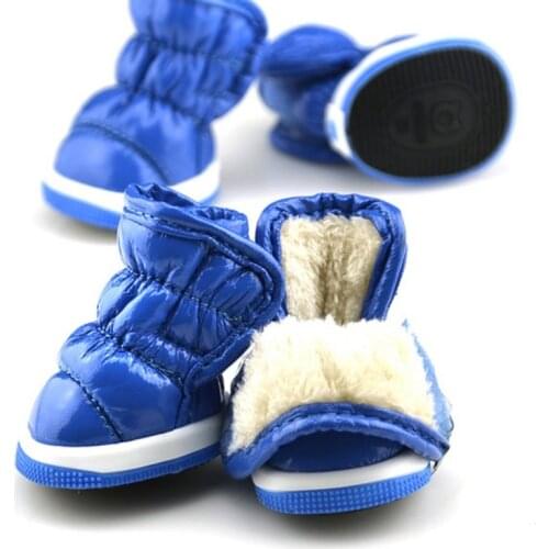 4PCS Dog Shoes Winter Warm Boots Waterproof Anti-Slip for Small Medium Dogs Cats Puppy Chihuahua York Teddy Rain Booties