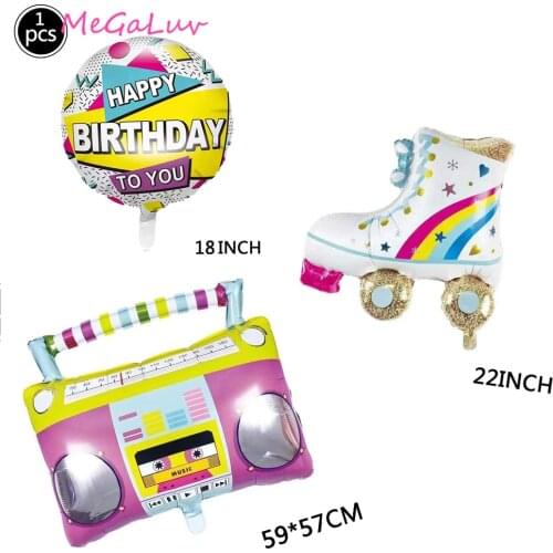 1PC Radio/roller Skates Aluminum Film Balloon Music Theme School Dance Party Decoration Children Birthday Hydrogen Balloon