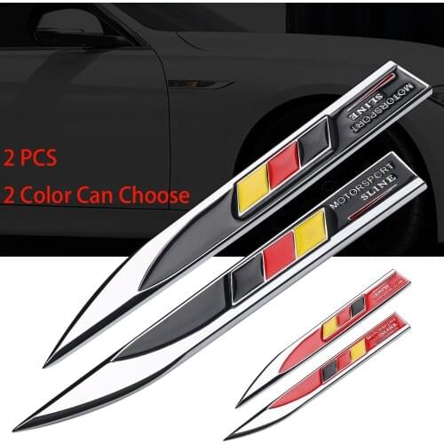 2pcs Car Side Badge Blade Style Logo Sticker Decal Metal For German Car Stying