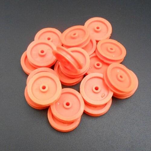 30PCS X 16.5MM Plastic Pulley Gear Model Motor Wheels Out Dia.16.5mm Shaft Axle Hole Dia.2mm 1.95MM 30PCS/LOT Orange *FD216X30