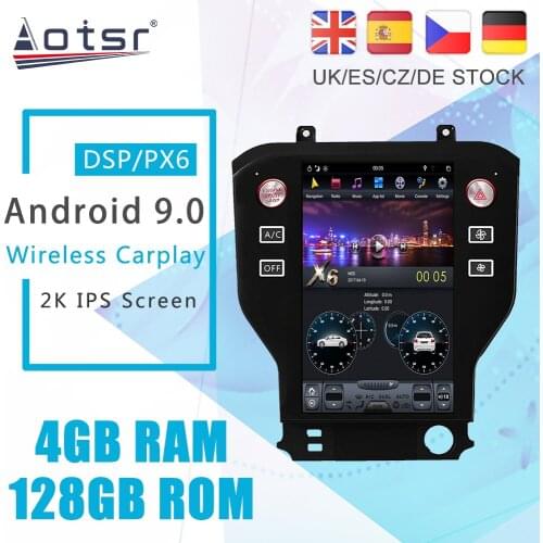 Android 9.0 128G PX6 Tesla Styel Screen For Ford Mustang 2015 - 2020 Auto Radio Stereo Car Multimedia Player DVD GPS Navigation