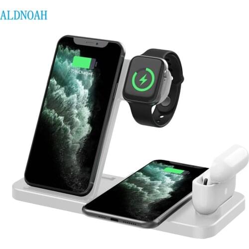 ALDNOAH 15W Fast Wireless Charger 4 in 1 Qi Charging Dock Station For iPhone 12 11 XS XR X 8 Apple Watch SE 6 5 4 3 AirPods Pro