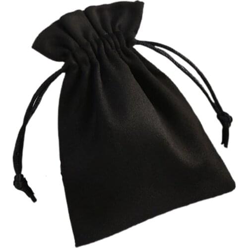 Black Flannel Jewelry Gift Bags 7x9cm 9x12cm 10x15cm 13x17cm Custom Logo Sack Makeup Velvet Pouches