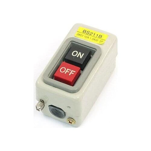 Black ON Red OFF Rectangle Metal Box BS211B Push Button Switch 380V 10A 1.5KW