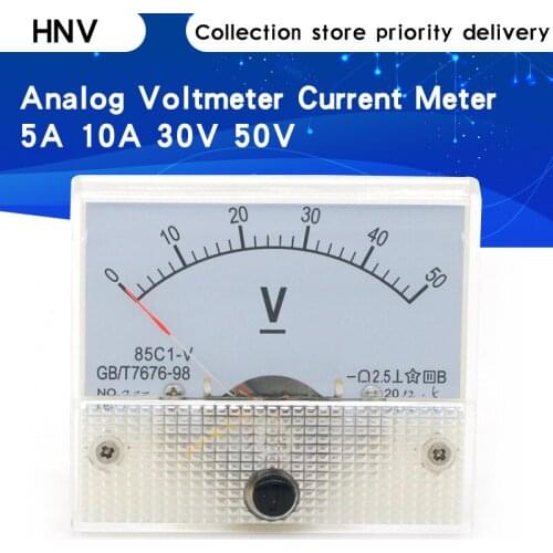DC Analog Voltmeter Current Meter Panel 5A 10A 30V 50V 85C1 Pointer Gauge Panel Amp Volt Voltage Current Digital Display