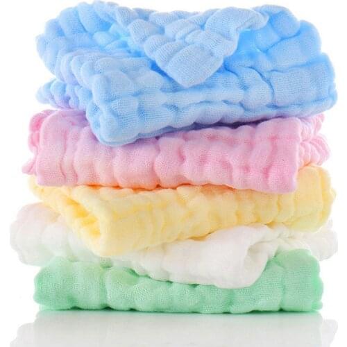 5pcs/set Baby towel 100% Cotton Square Muslin Baby Towels 6layers Water Washing Handkerchief Newborn Baby Nursing Towel 30*30cm