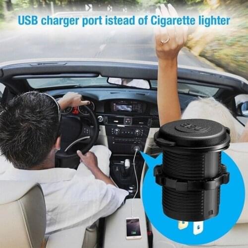 Dual USB Cigarette Lighter Charger Socket Adapter LED Display Motorcycle Charger With Dust Cover Power Socket Car 12-24V DC