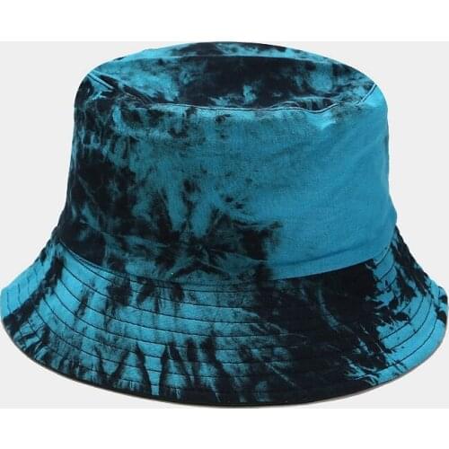 Tie dye reversible bucket hat hip hop solid cotton two side panama casual unisex streetwear summer hat cap beach sunhat dropship