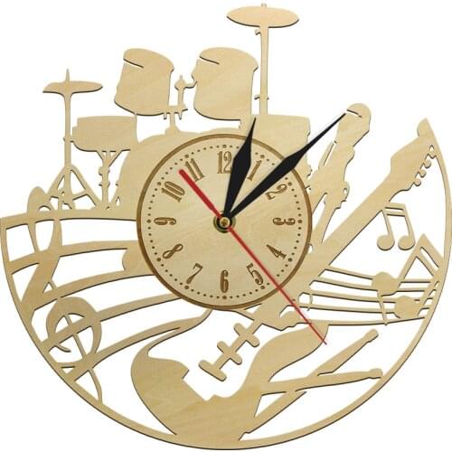 Guitar Musical Instrument Clock Music Tabs Playing Sheet Wooden Time Clock Musical Dreamer Fans Room Decor Wall Clock