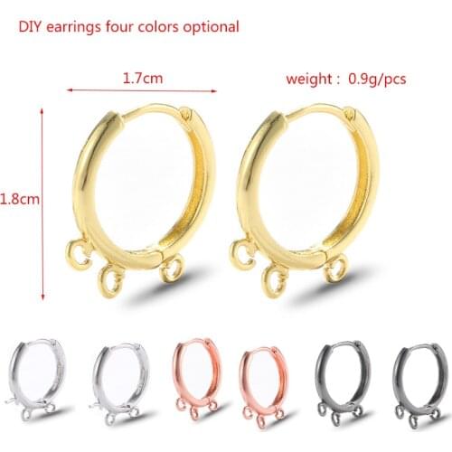 1pair three rings circle DIY earring copper four color hook for jewelry making DIY tassel pendant ear ring accessories