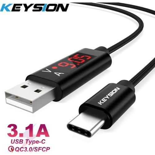 KEYSION USB Type C Digital Display Cable for Samsung S10 Fast Charge Type-C Phone Charging Wire USB C Cable for Xiaomi mi9 note7