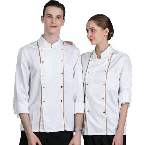 Chef Overalls Mens Breathable Master Cook Clothing Long-sleeved Restaurant Dining Kitchen Food Service Plus Size Costumes H2010