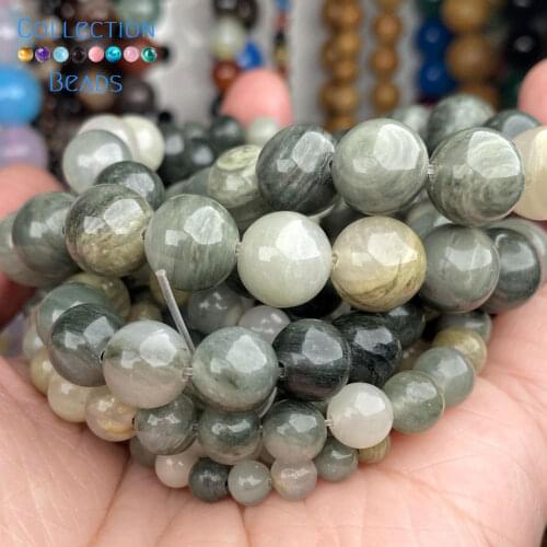Natural Stone Green Grass Agates Loose Spacer Round Bead For Jewelry Making 4-10 MM DIY Bracelets Accessories Wholesale 15"