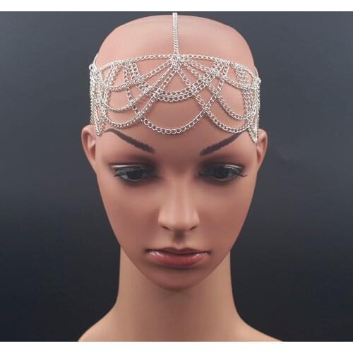 Fashion Gold Color Multilayer Tassels Head Chain Jewelry Chain Headband Head Luxury Gold Hairwear Accesscories