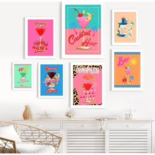 Mojito Martini Cocktail Juice Drink Sunlight Wall Art Canvas Painting Nordic Posters And Prints Wall Pictures For Bar Room Decor