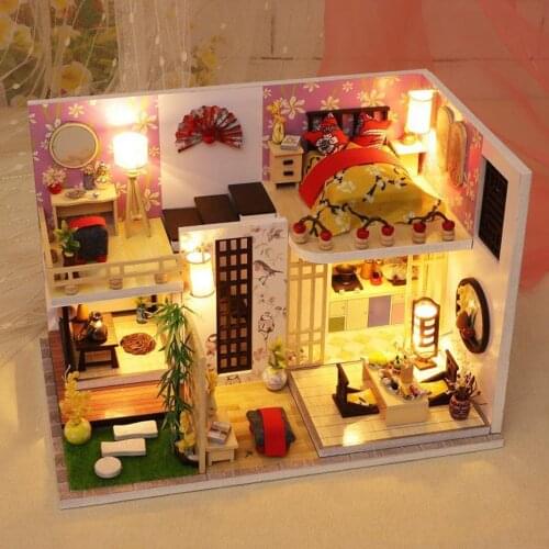 DIY Doll House Kit 1:24 with Light Building Furniture Wooden House Furniture Toys for Kids Adult Gift