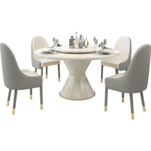 American dining table and chair combination Italian light luxury simple round table furniture