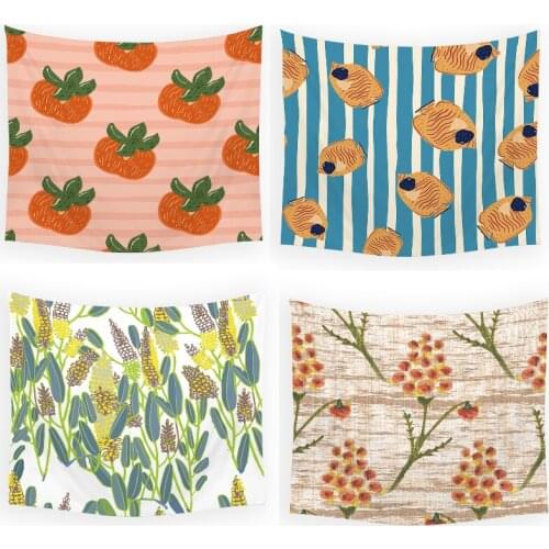 Cartoon flowers and leaves wall tapestry macrame wall hanging witchcraft supplies kawaii room decor pink aesthetic room decor