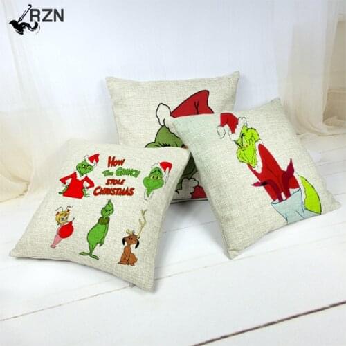 Funny Cartoon Christmas Pattern Cushion Cover Holiday Supplies Cojines Decorativos Para Sof Cartoon Room Car Decoration Pillows