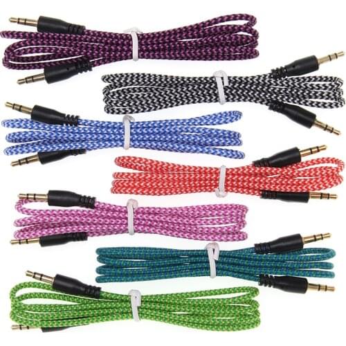 3.5mm Jack Cable Nylon Audio Cable Aux Line Cord for Car Earphone MP3 PC for Xiaomi for Andriod Hdmi Aux Cable 1000PCS