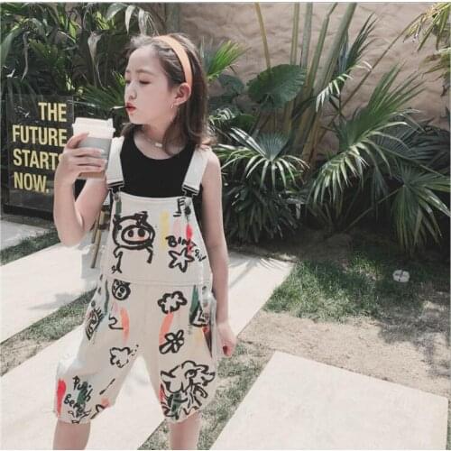 2020 new wholesale girls printed overalls summer cotton fashion girls shorts 4-9t F433