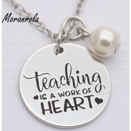 New arried "Teaching is a work of heart"Copper necklace &Keychain,charm Teacher Graduation Gift graduation 2018 Appreciation