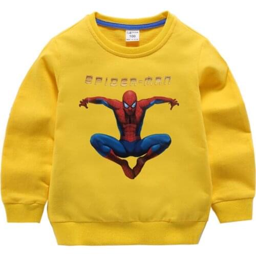 New Spiderman Sweatshirt Childrens Clothing Long-Sleeved Toddler Fall Clothes Cotton Baby Fall Clothes for Kids