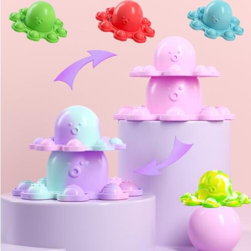 New Fidget Relieve Stress Toys Rainbow Push Bubble Antistress Toys Children Sensory Toy To Relieve Autism Octopus Key Chain