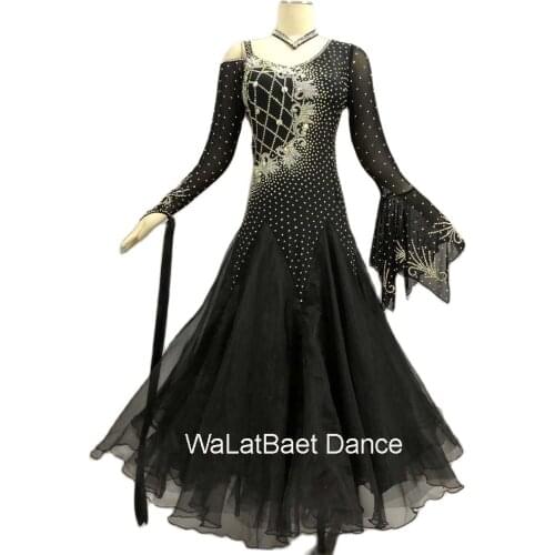 Ballroom Dance Dress For Girls Ballrom Dancing Wear Ballroom Dance Clothing Trumpet Sleeves Stage Costumes Yellow Color