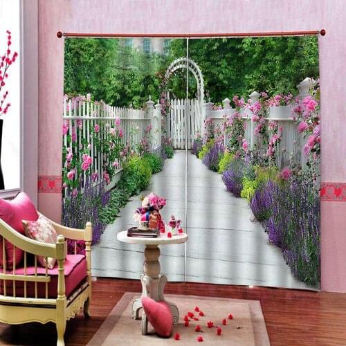 Custom Natural Flowers Landscape Wall Pattern Curtain For Living room Bedroom Blackout Window Drapes Sets 2 Panels With Hooks