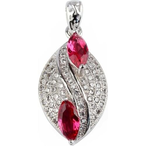 SHUNXUNZE Wedding pendants charms christmas for Jewelry & Accessories Noble Women gifts Red Cubic Zirconia Rhodium Plated R3104