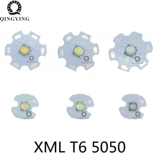 5PCS XM-L T6 LED 5W-7W SMD5050 Cold White Warm White Blue Yellow UV LED Emitter Diode With 16mm 20mm PCB For Replace Cree XML T6