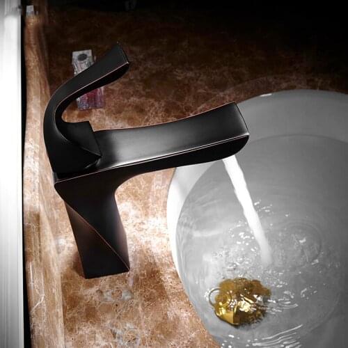 Vidric Elegant Brass Blackend ORB Basin Faucet Single Handle Mixer Tap H/C Water Gold Brushed Bathroom Basin Mixer Tap