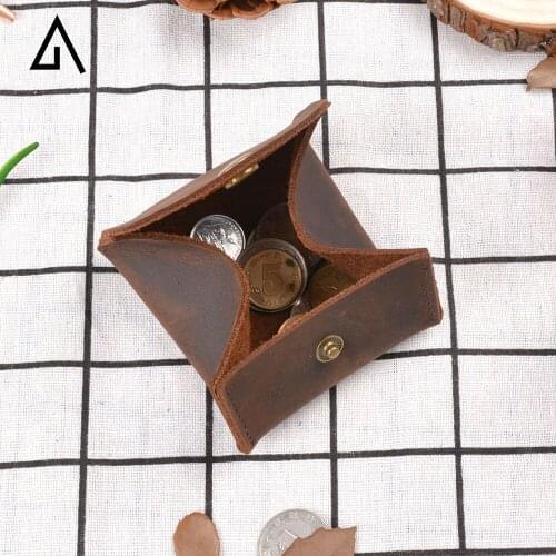 Cowhide Leather Coin Purse Solid