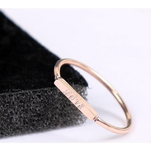 YUN RUO New Arrival Fashion Square Love Rings Rose Gold Color Woman Gift Party Titanium Steel Jewelry Top Quality Never Fade
