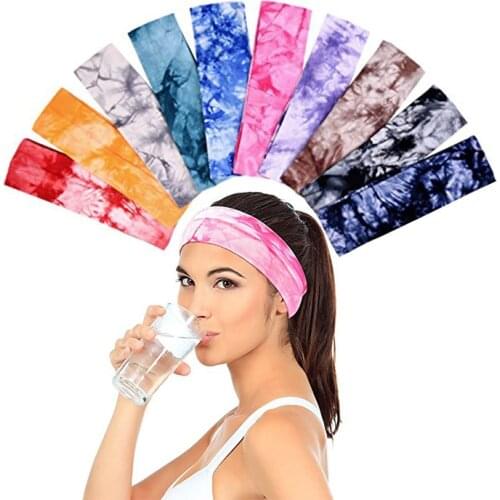 2019 Dye Headbands Cotton Stretch Headbands Elastic Yoga Hairband for Teens Girls Women Adults, Assorted Colors