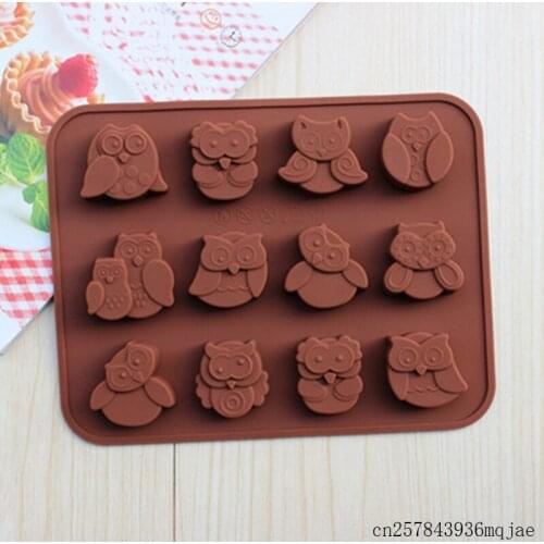 50pcs Owl Shaped Chocolate Mold Ice Mould 3D Shape DIY Fondant Mould Silicone Dessert Cake Tool