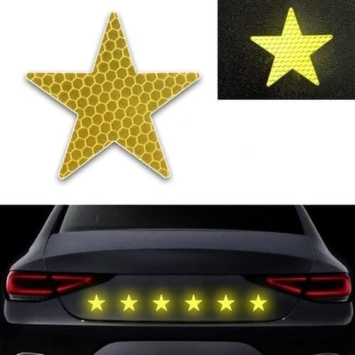 Star shape 6pcs of reflective safety stickers anti-collision waterproof reflective stickers car door stickers car accessories