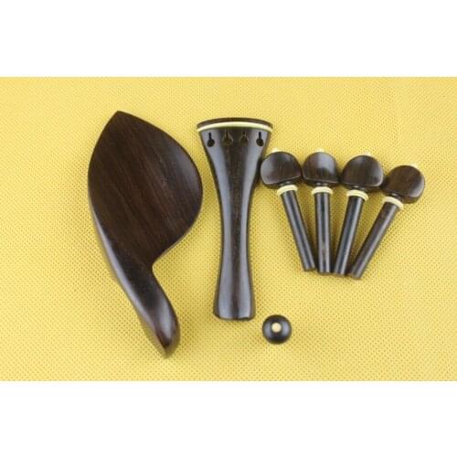 8 set New top undyed ebony Luthier violin parts full size 4/4 violin accessories