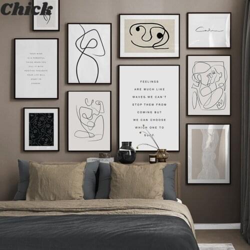 Abstract Line Body Kiss Quotes Wall Art Canvas Painting Nordic Minimalist Posters And Prints Wall Pictures For Living Room Decor