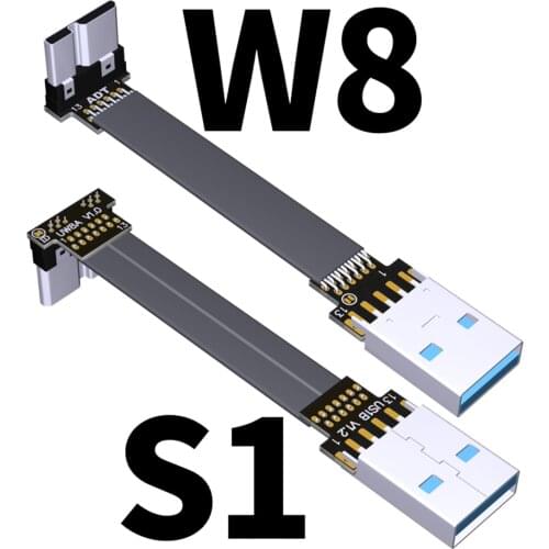 ADT-Link S-W Serial USB 3.0 Type-A to Micro-B Male to Female Ribbon Flat Cable Up/Down Angled Extension Adapter Cable FPC FPV