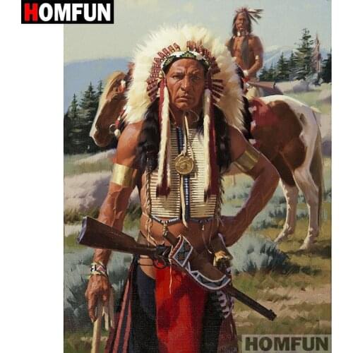 HOMFUN Full Square/Round Drill 5D DIY Diamond Painting "Indian hunting" Embroidery Cross Stitch 5D Home Decor Gift A07171